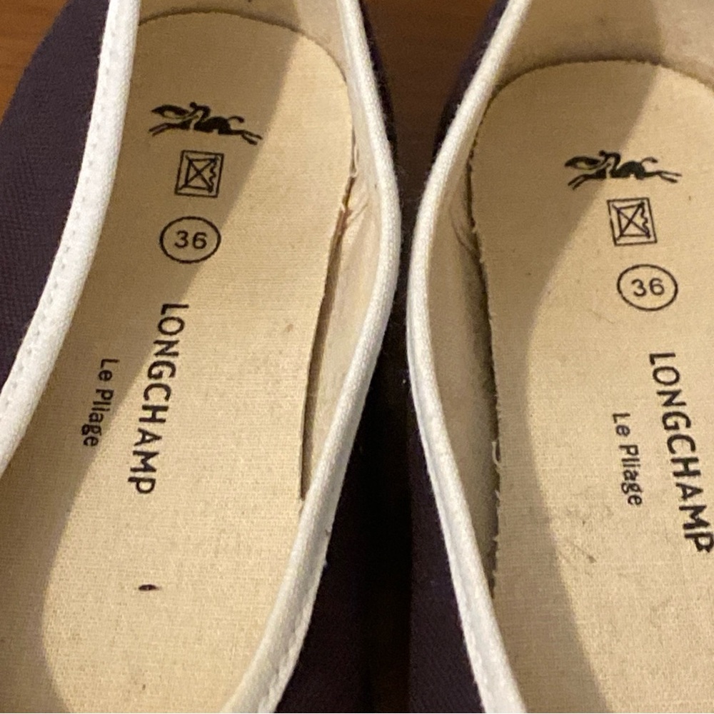 Longchamp Le Pilage Women's Grey and White Ballet Flat Shoes Women’s Size 6 - Picture 5 of 11